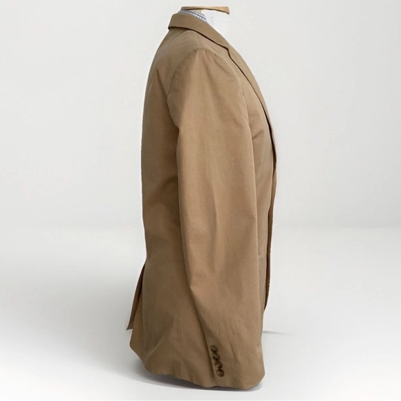 J Crew Crespi Italian Woven Cotton Chino Tan / Camel Two Button Jacket 36 R - Picture 2 of 15